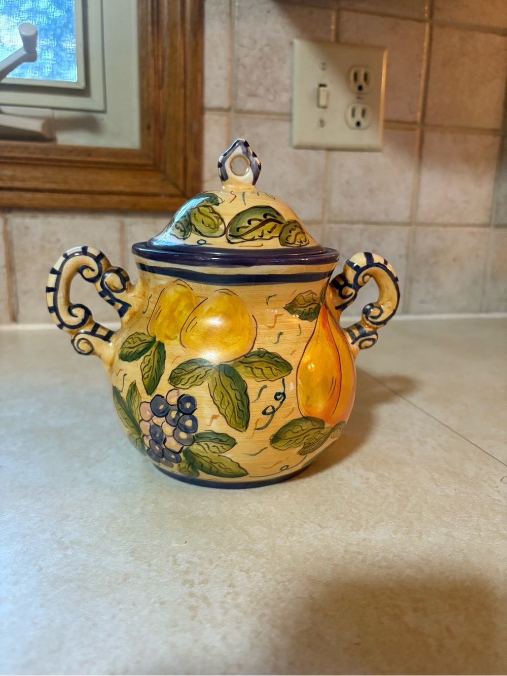 Vintage Style Italian Cookie Jar Farmhouse Decorstion